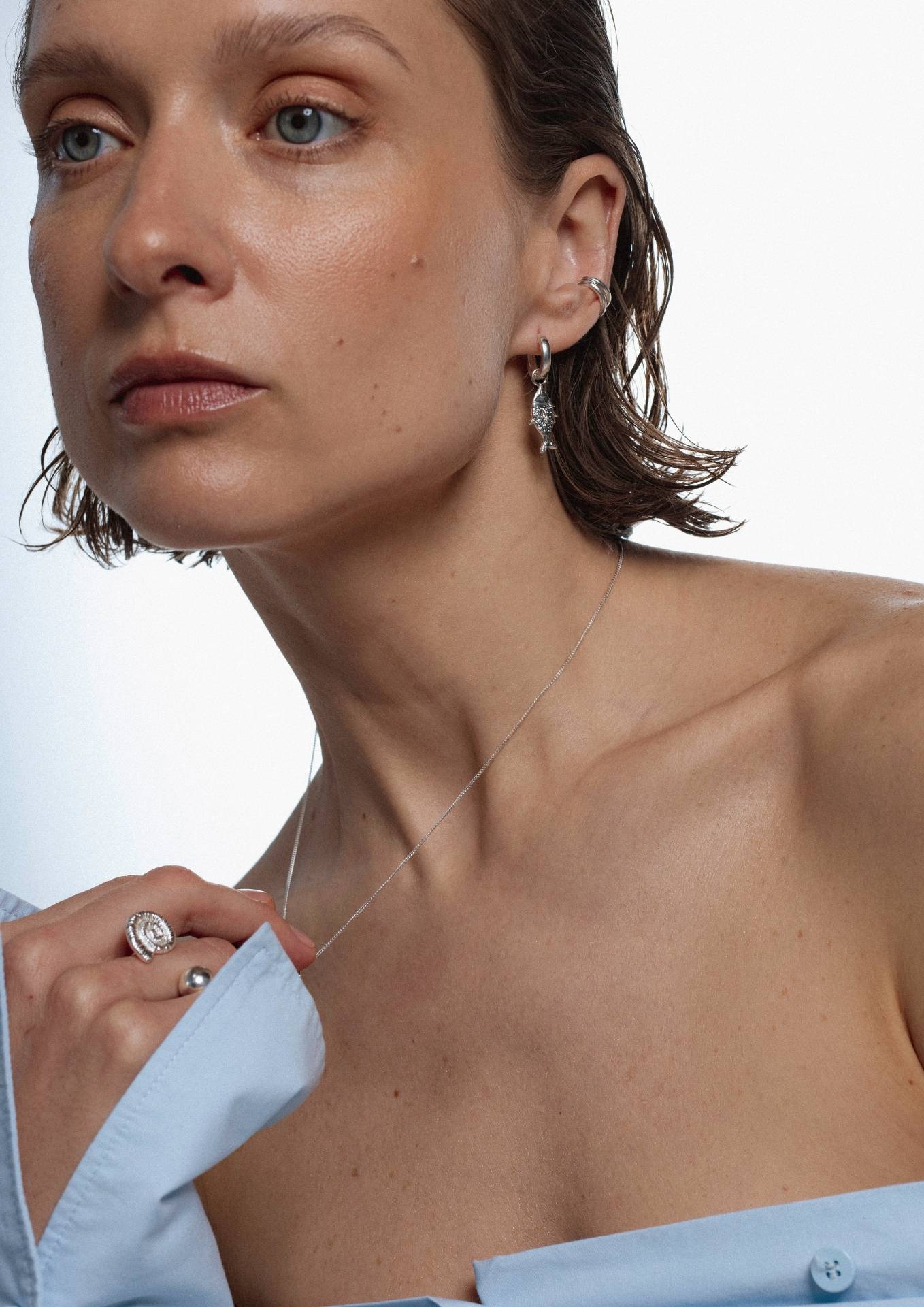 No More accessories Sea Bass Midi Hoops Silver