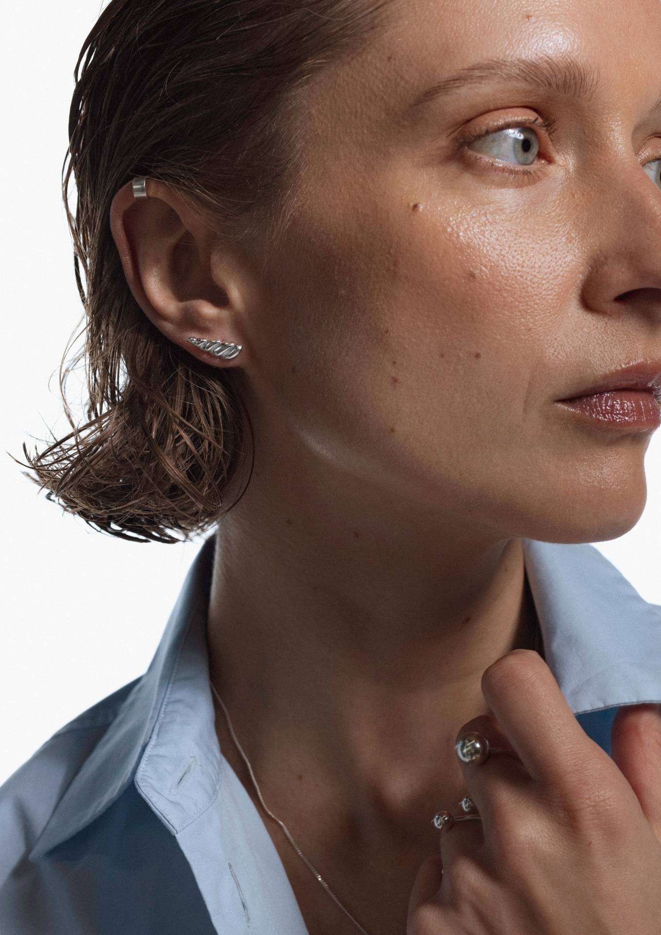 No More accessories Sea Horn Stud earrings Silver