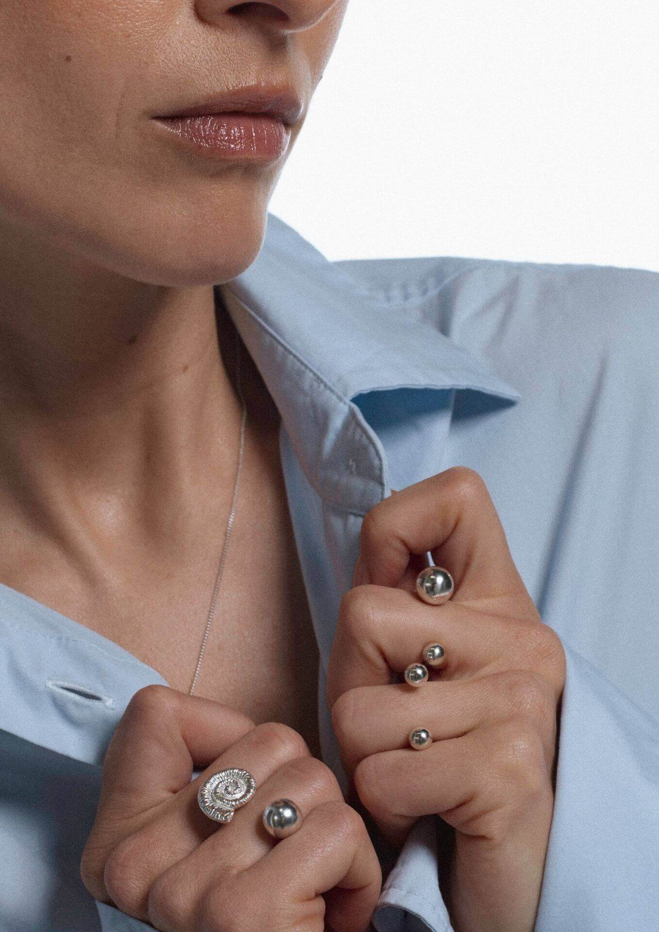 No More accessories Sea Snail Open Ring in silver