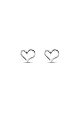 Open Heart Stud Earrings Silver