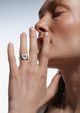 NO MORE accessories Glam Heart Ring in Sterling Silver