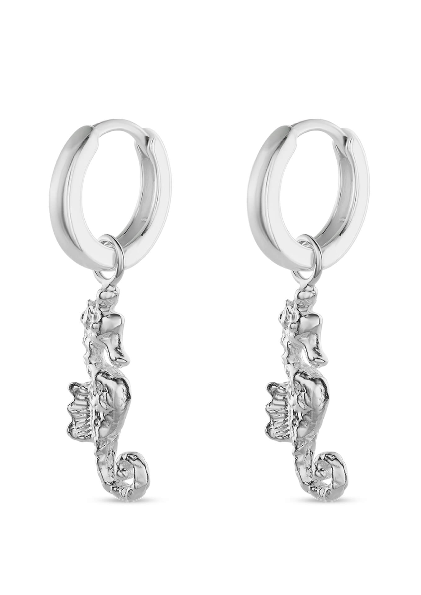 NO MORE ACCESSORIES Sea Horse Midi Hoops Silver