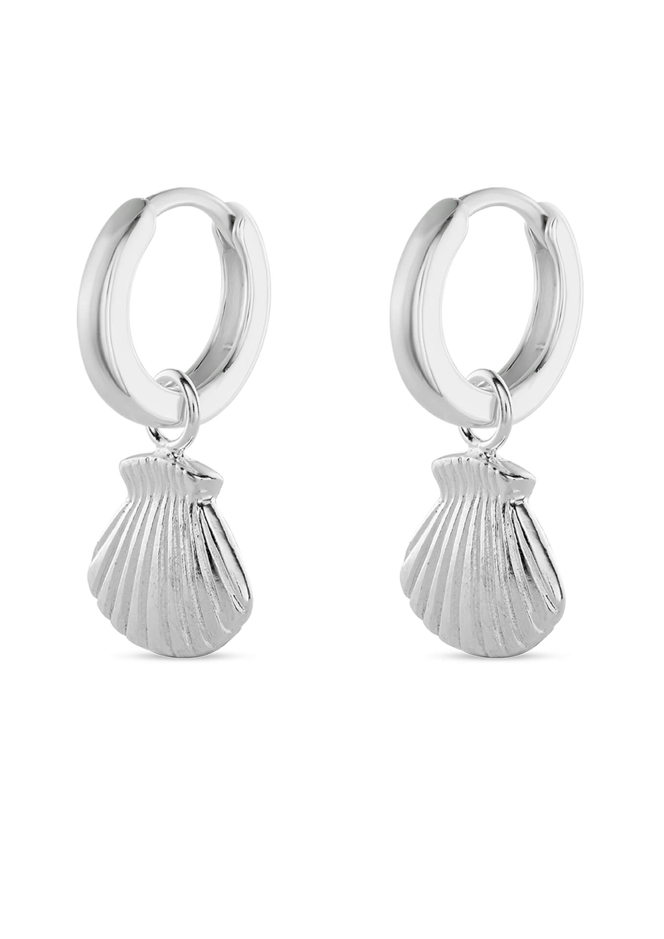 NO MORE ACCESSORIES Sea Shell Midi Hoops Silver