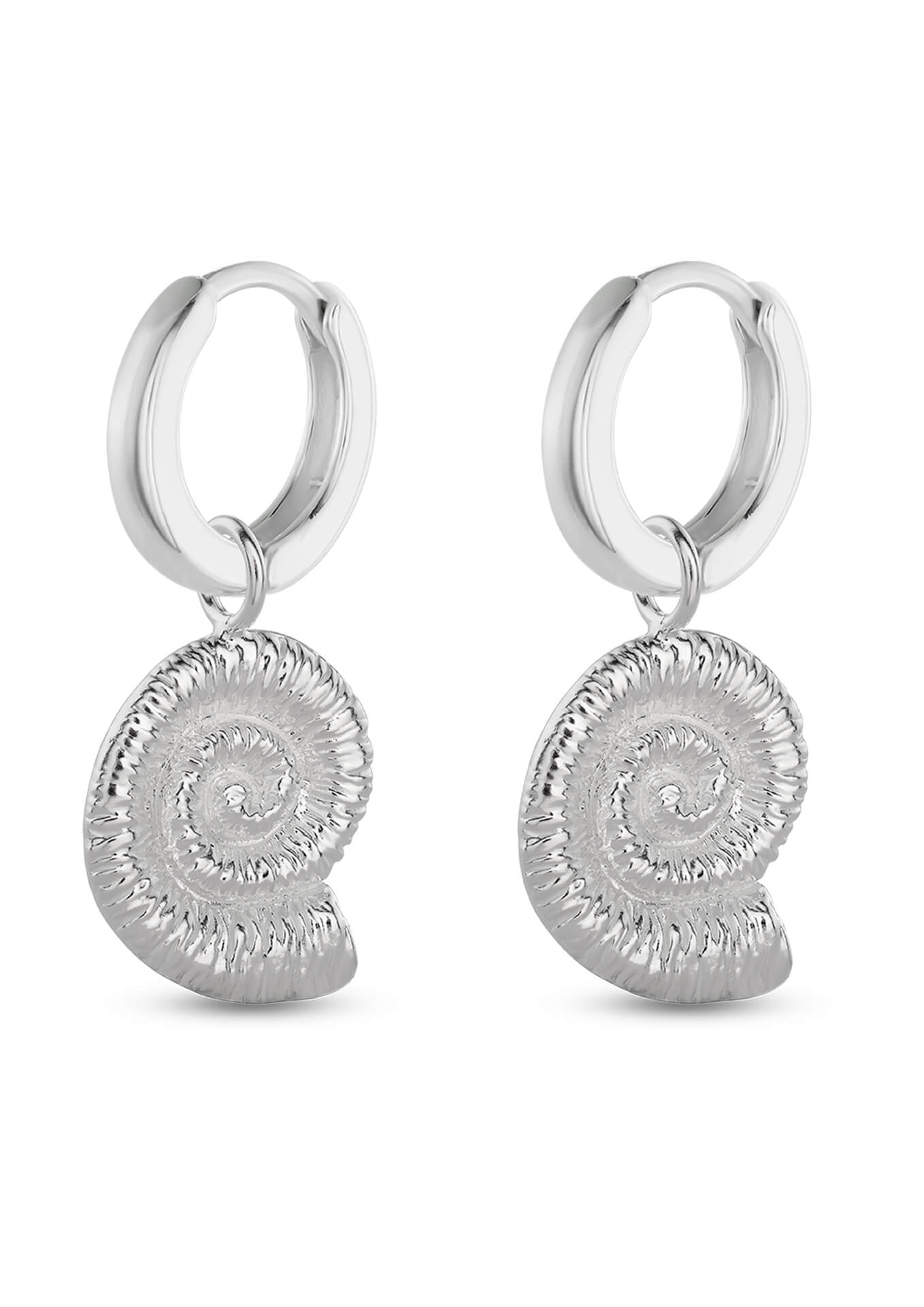 NO MORE accessories Sea Snail Midi Hoops Silver