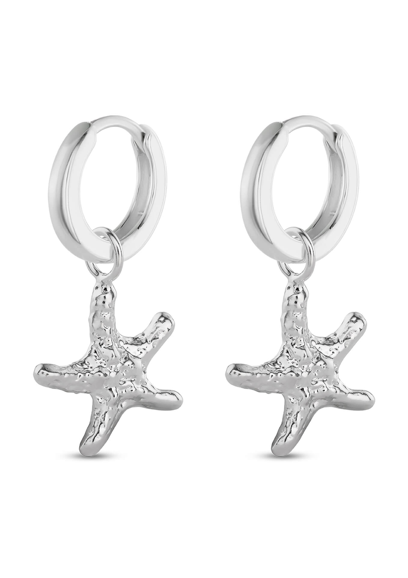 NO MORE accessories Sea Star Midi Hoops in Sterling Silver