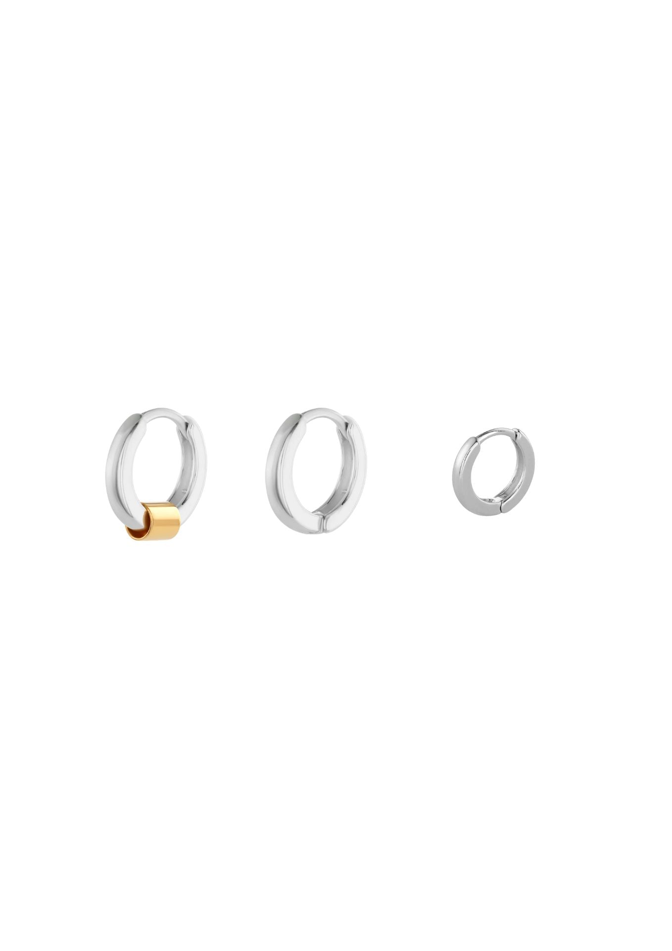 no more accessories - iconic Laura stack silver - mini and midi hoops with a gold coast charm in gold 2
