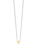 NO MORE accessories Box Necklace in sterling silver with gold plated sterling silver pendant