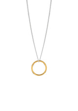 NO MORE accessories Circle Necklace in sterling silver with gold plated pendant