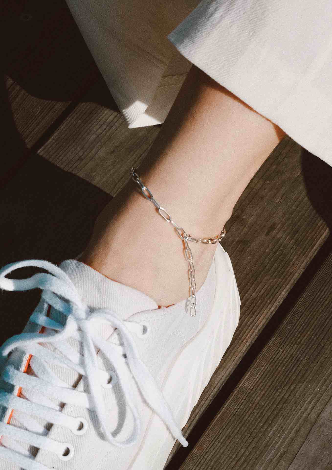 NO MORE accessories Paper Clip Anklet in sterling silver