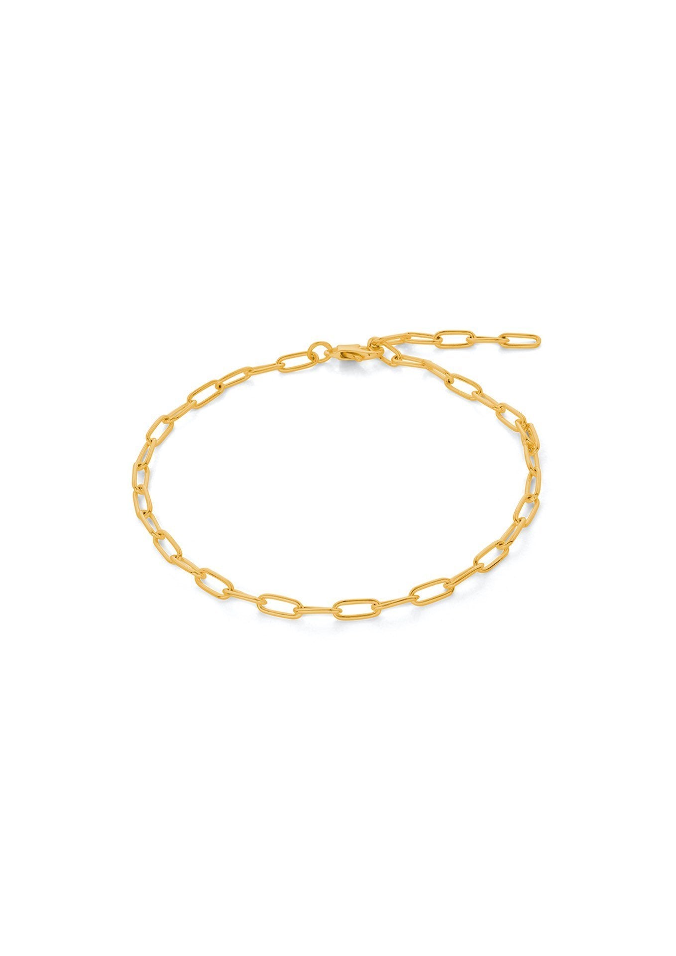 NO MORE accessories Paper Clip Anklet gold plated in sterling silver