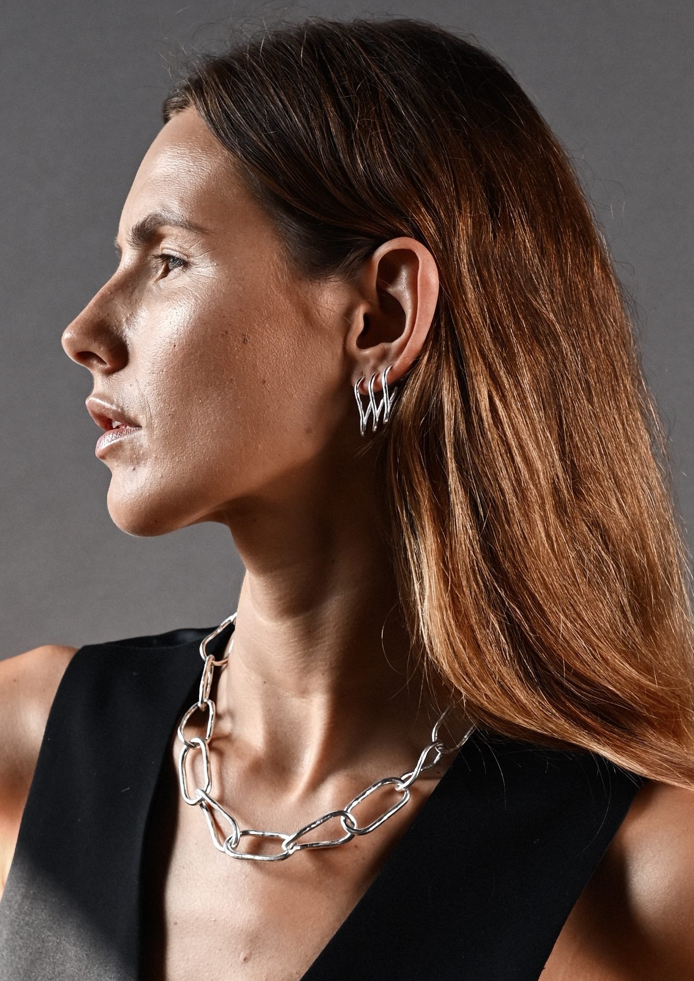 Bold Hammered Chain Necklace Silver - NO MORE ACCESSORIES