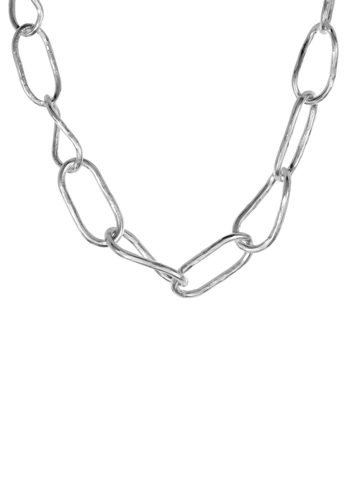 Bold Hammered Chain Necklace Silver - NO MORE ACCESSORIES