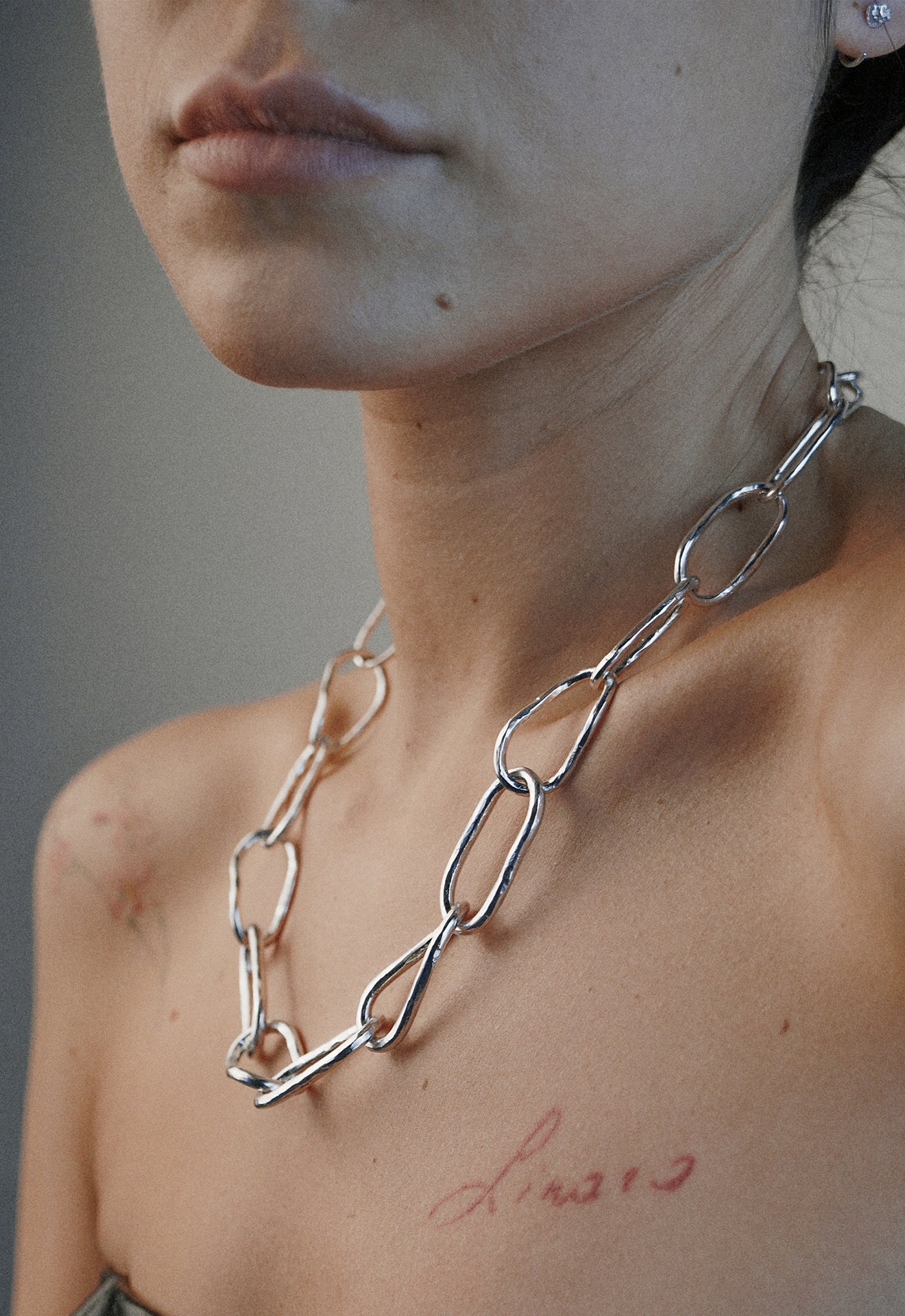 Bold Hammered Chain Necklace Silver - NO MORE ACCESSORIES