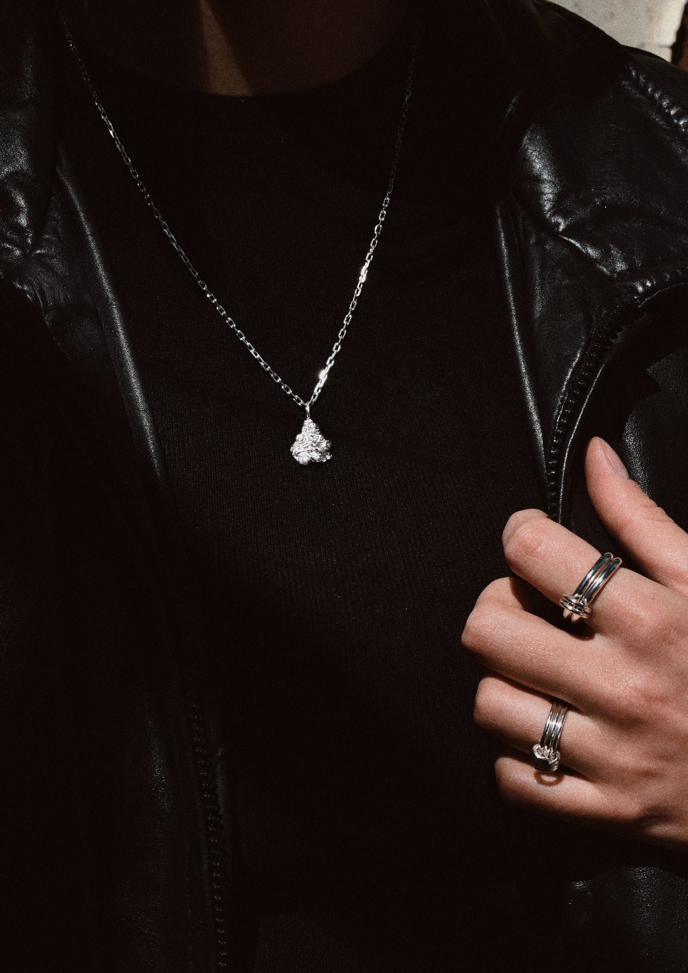 NO MORE accessories Raw Necklace in Sterling Silver, 50