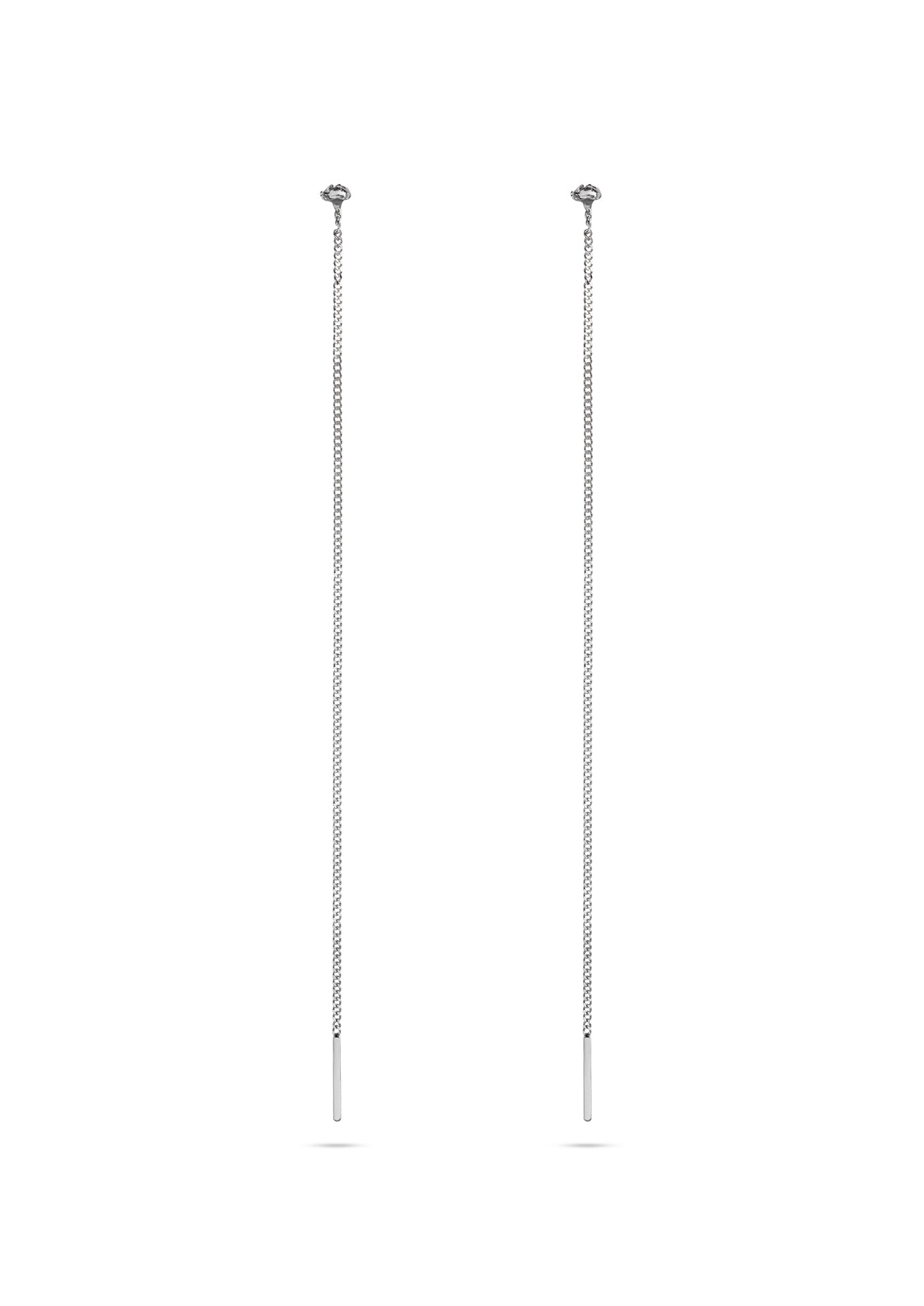 Raw Threader Chain Earrings Silver - NO MORE ACCESSORIES