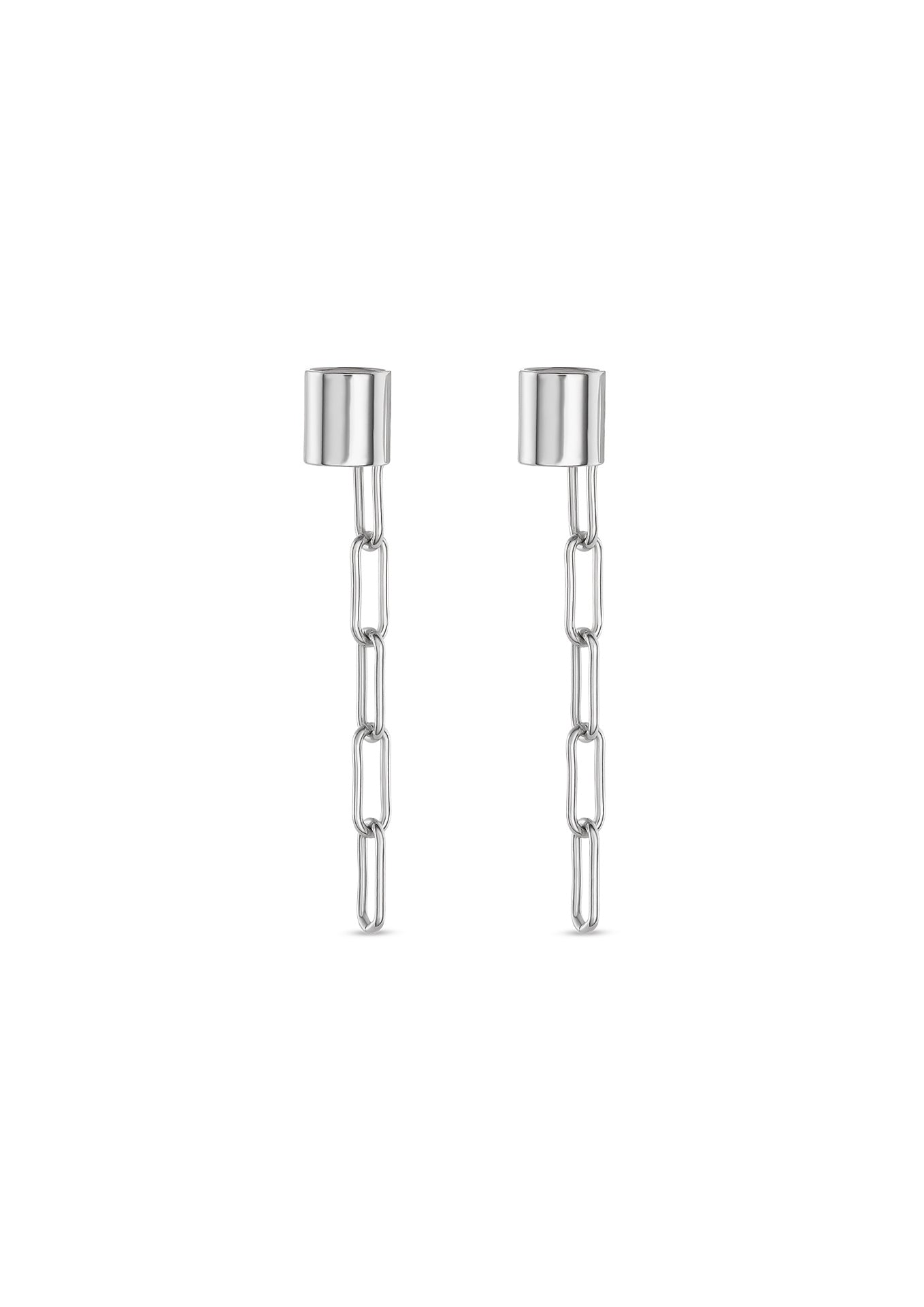 Brooklyn 5 Links Stud Earrings Silver