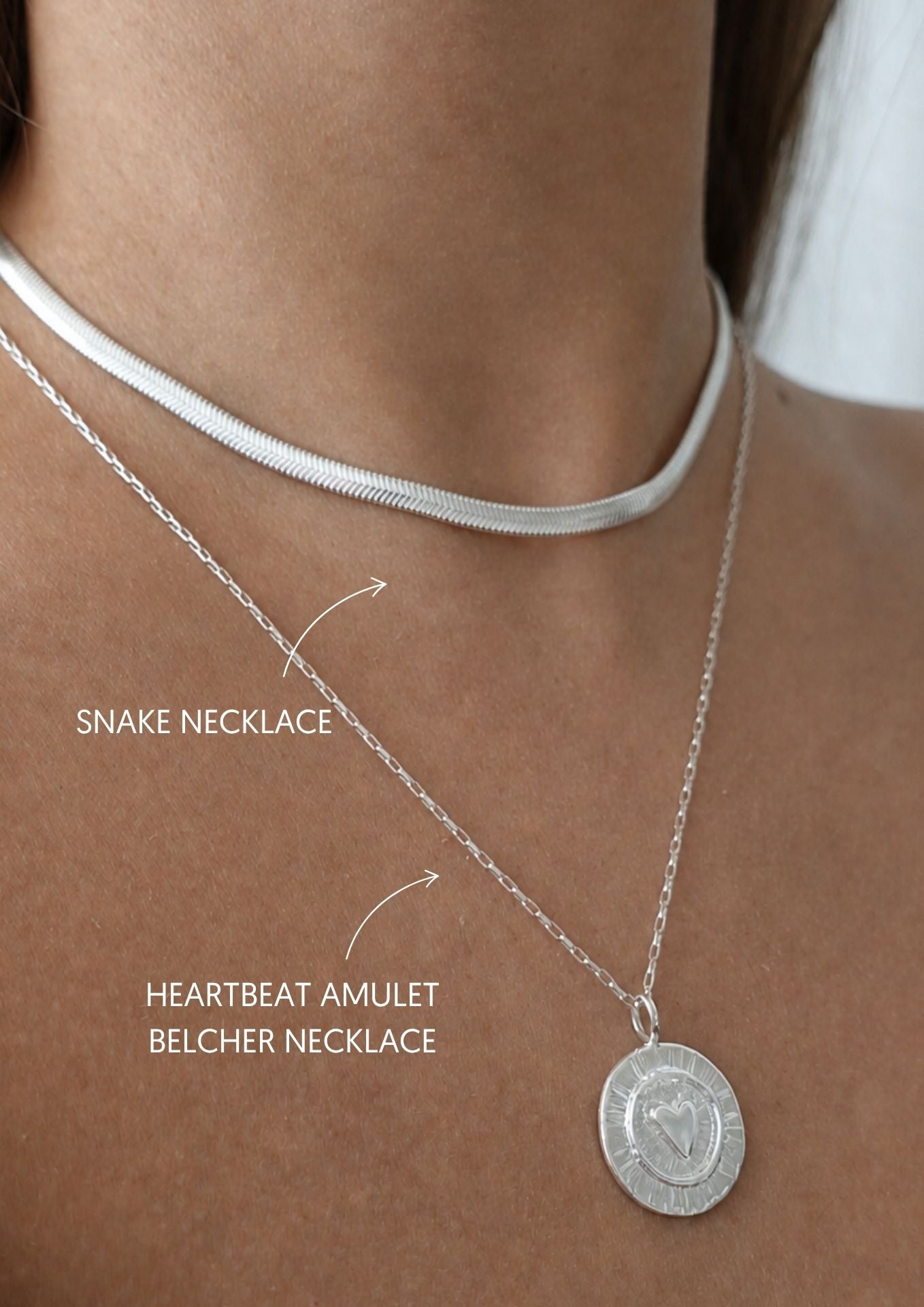 no more accessories snake necklace and Heartbeat Amulet Belcher Necklace Silver combo 