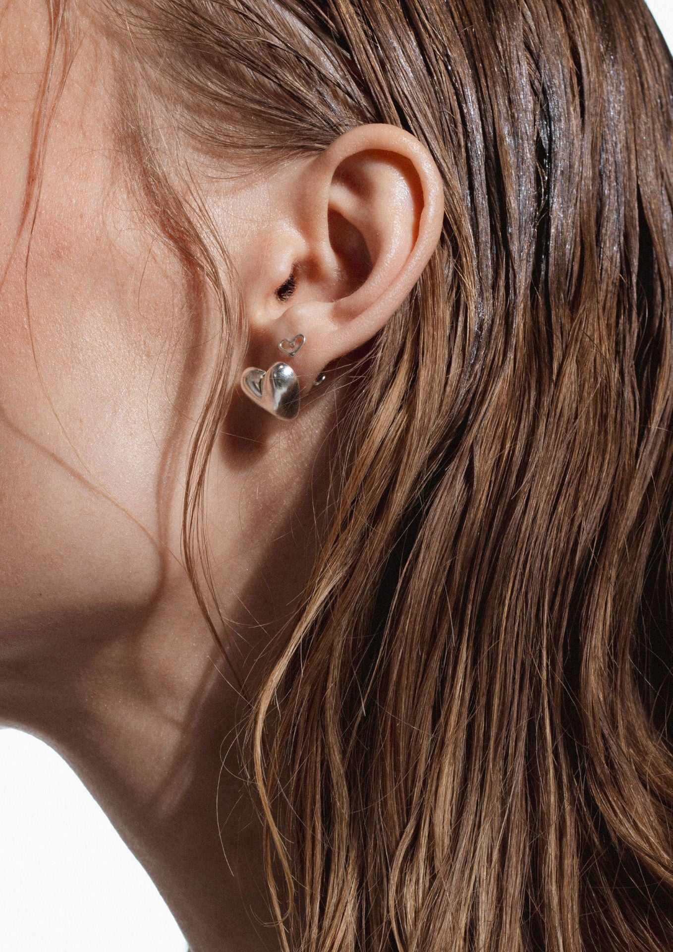 NO MORE accessories Tiny Heartbeat Stud Earrings Silver
