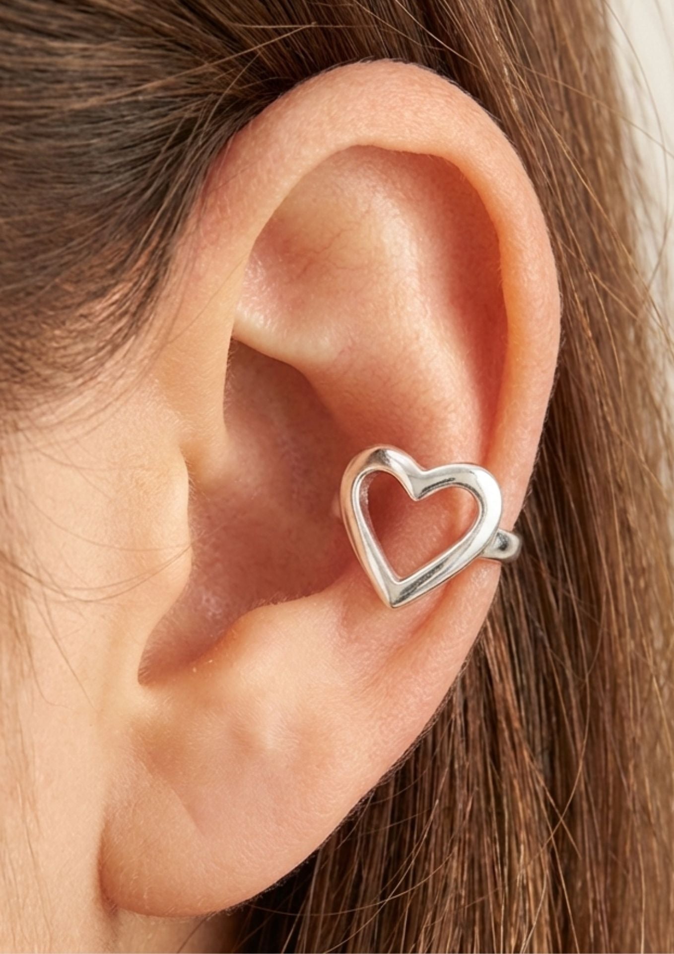 NO MORE accessories Heart Ear Cuff in Silver 