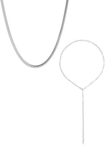NO MORE ACCESSORIES iconic silver stacks - Laura stack - Snake and Paper Clip-Y necklaces in silver 