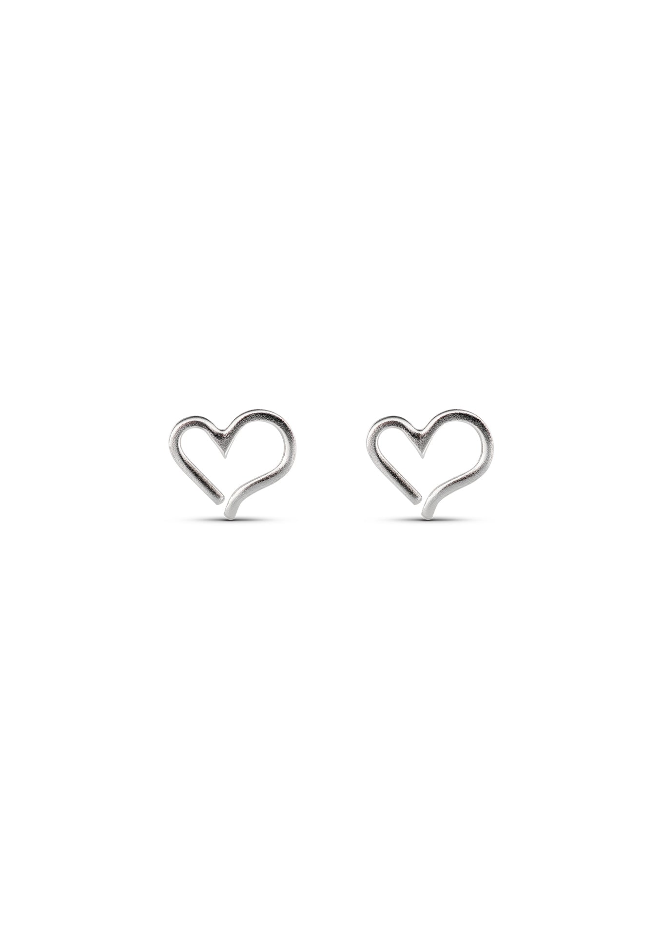 Open Heart Stud Earrings Silver