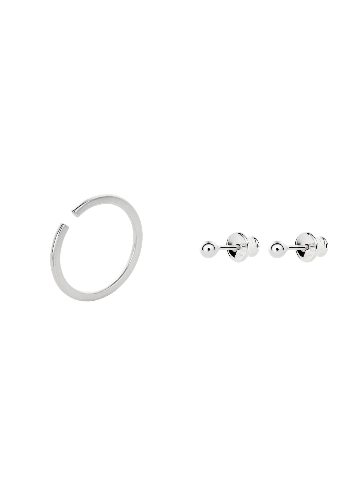 no more accessories gabriele stack huge ear cuff and pin up earrings in silver 