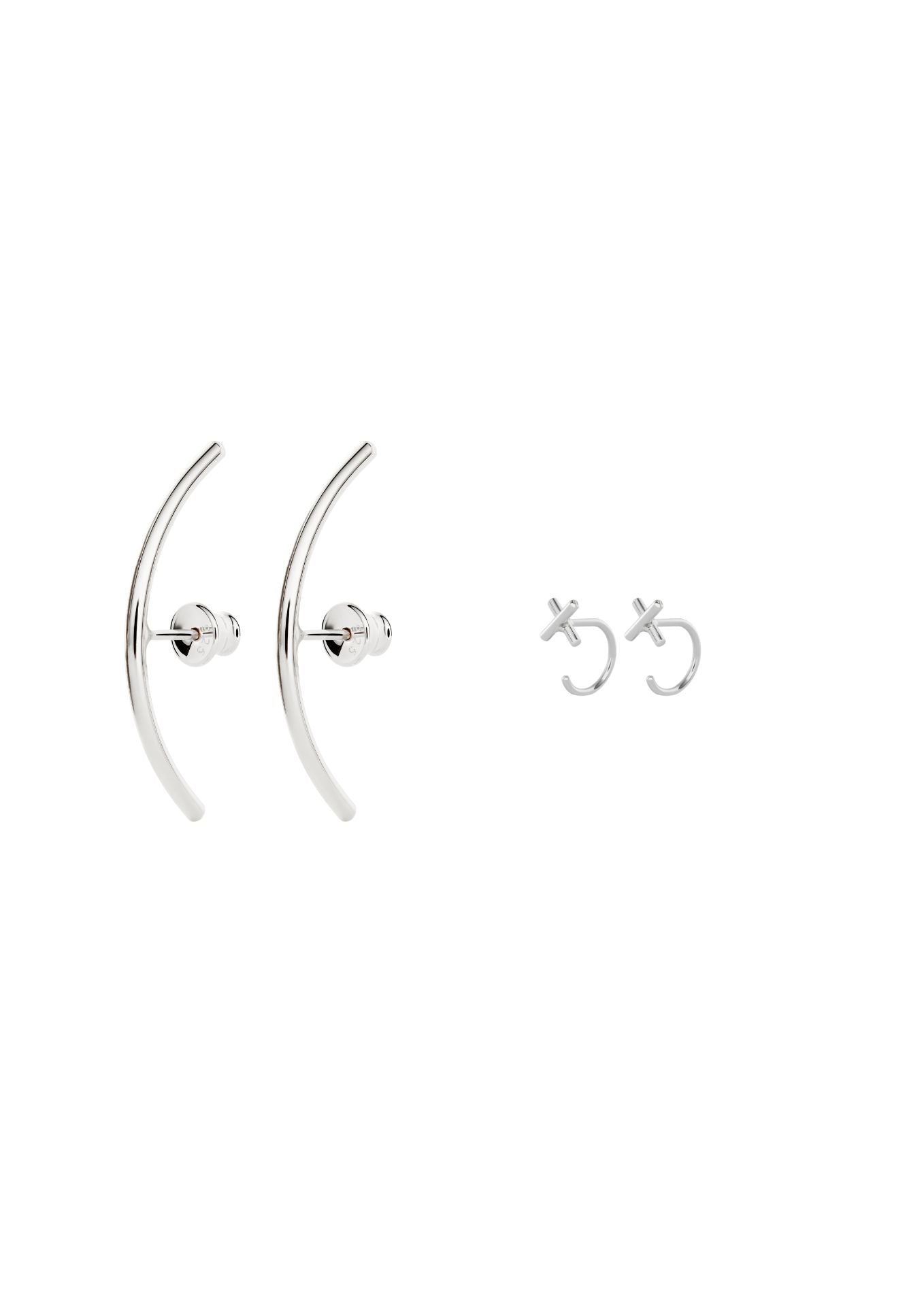 no more accessories - iconic silver stack - Egle Stack - radius and el dorado huggie earrings in silver