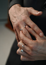 no more accessories - iconic stacks collection - ignas stack featuring two silver rings: Big Bomb Multisize and Mini Bomb Multisize rings 