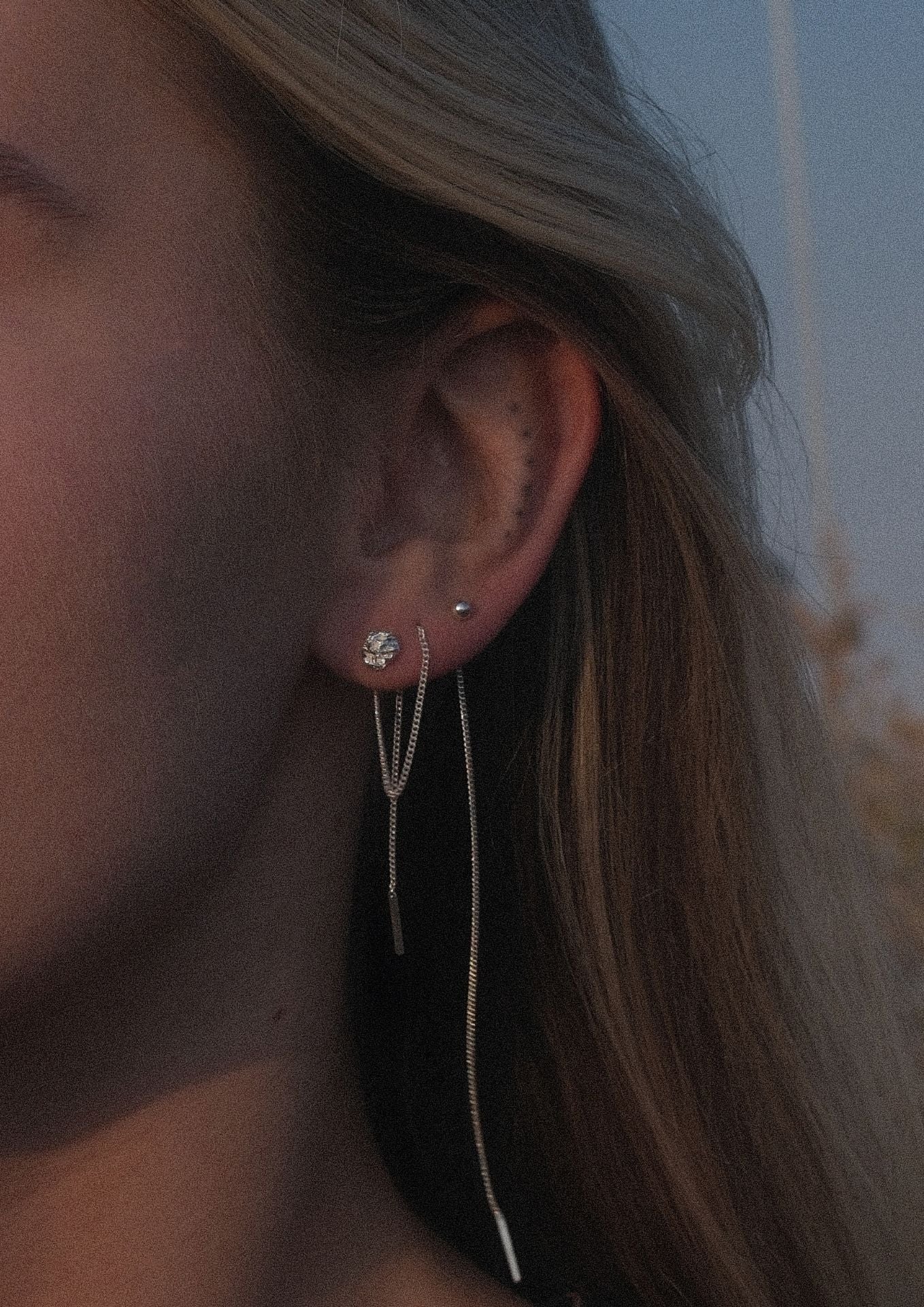 no more accessories pin up and raw threader earrings silver