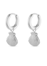 NO MORE ACCESSORIES Sea Shell Midi Hoops Silver