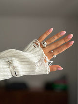 no more accessories silver ring stack with big bomb