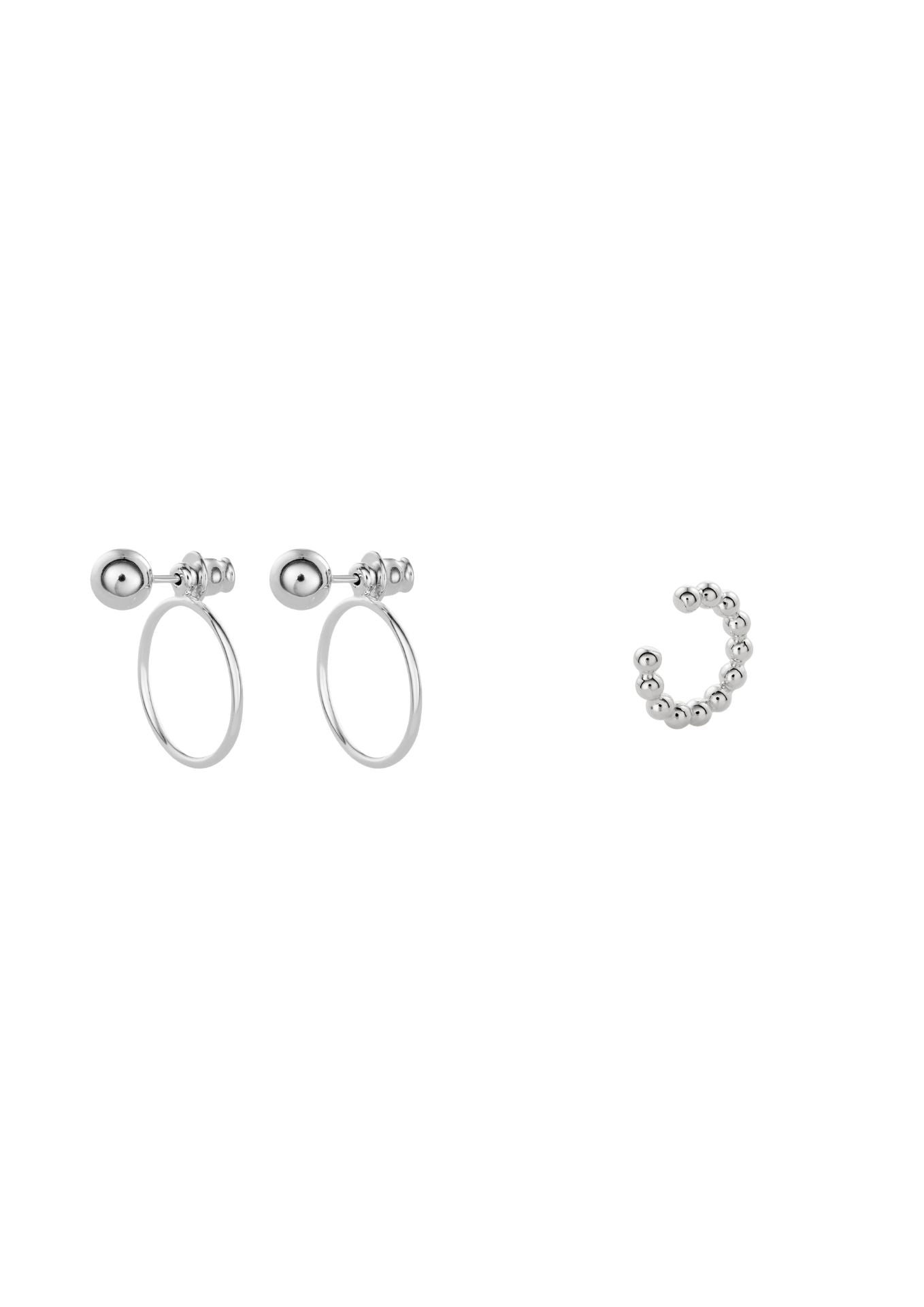 no more accessories ula stack in silver - Chord Earrings and Champagne Ear Cuff 