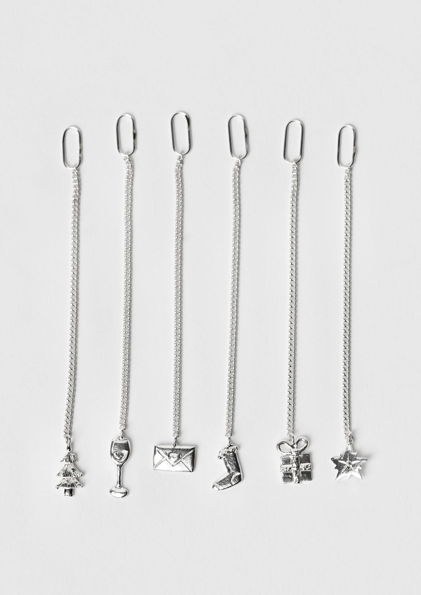 NO MORE accessories Magic Christmas Wine Glasses Charms Silver (set of 6)