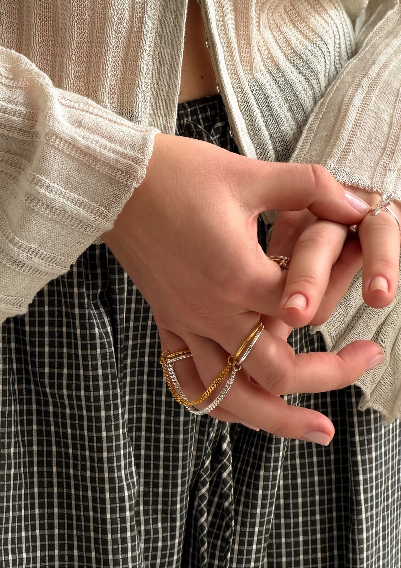 NO MORE accessories Chain Rings in gold plated sterling silver