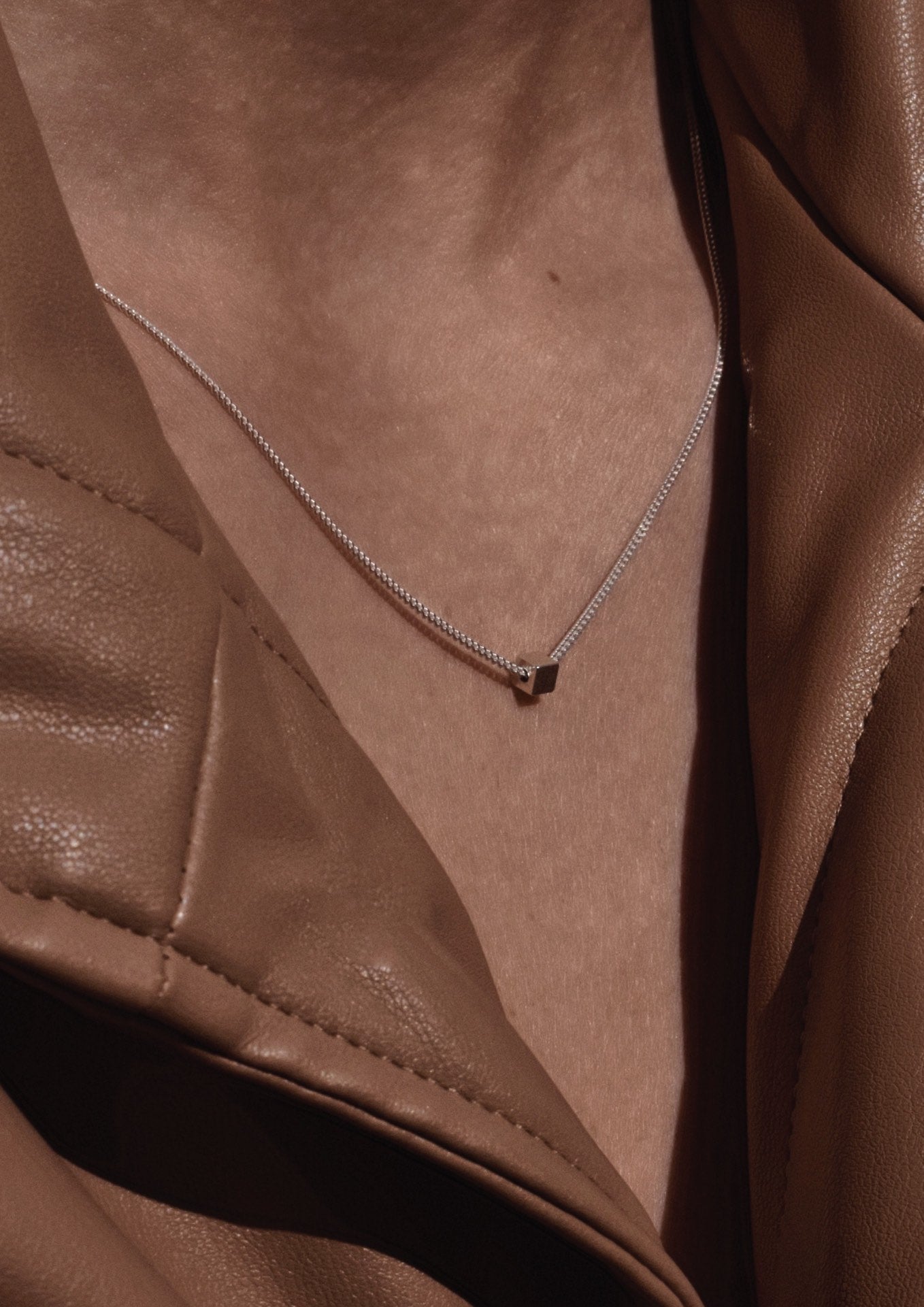 NO MORE accessories Box Necklace, gold plated.