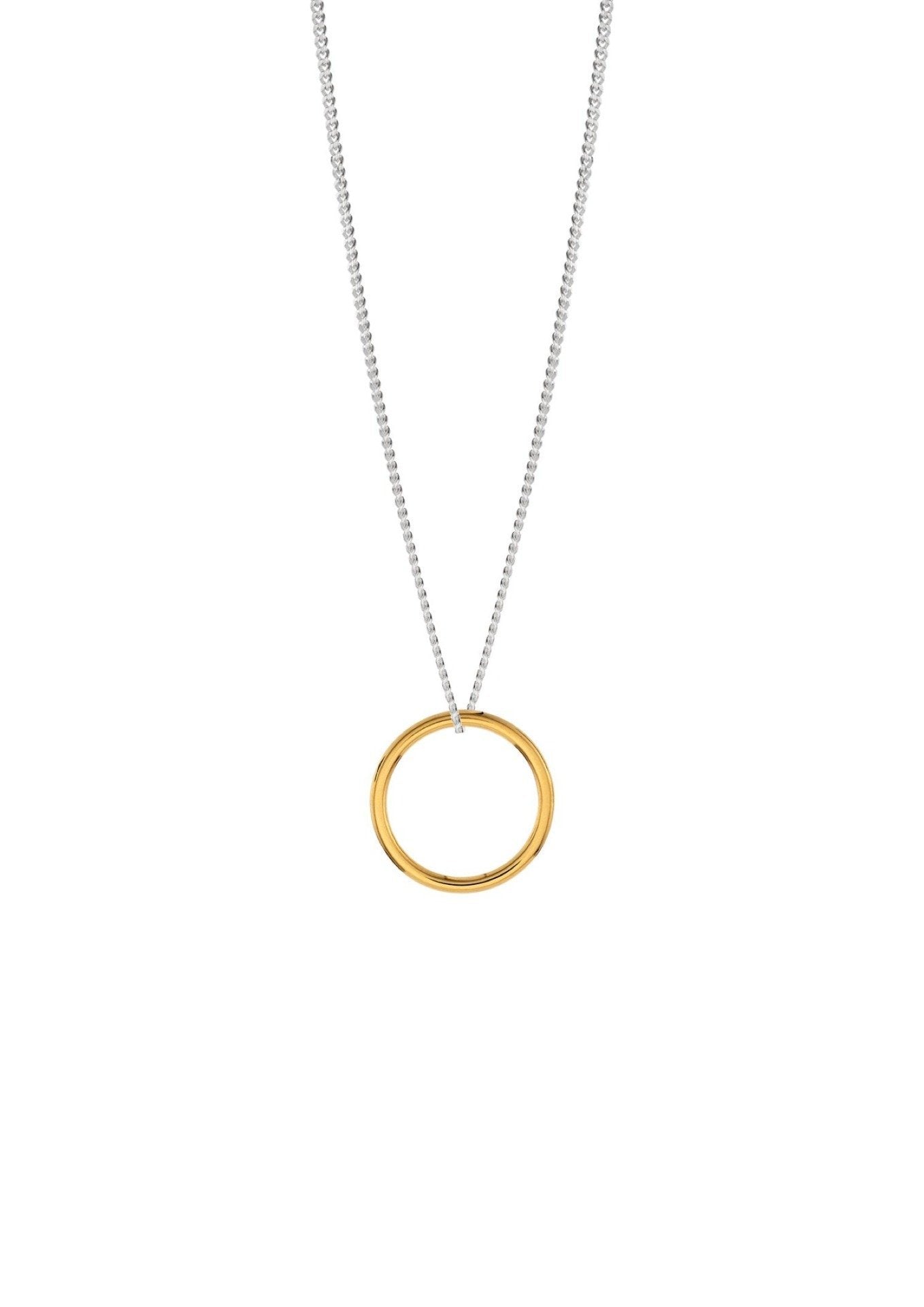 NO MORE accessories Circle Necklace in sterling silver with gold plated pendant