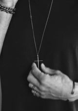 NO MORE accessories Cross Necklace in Oxidized Silver for men