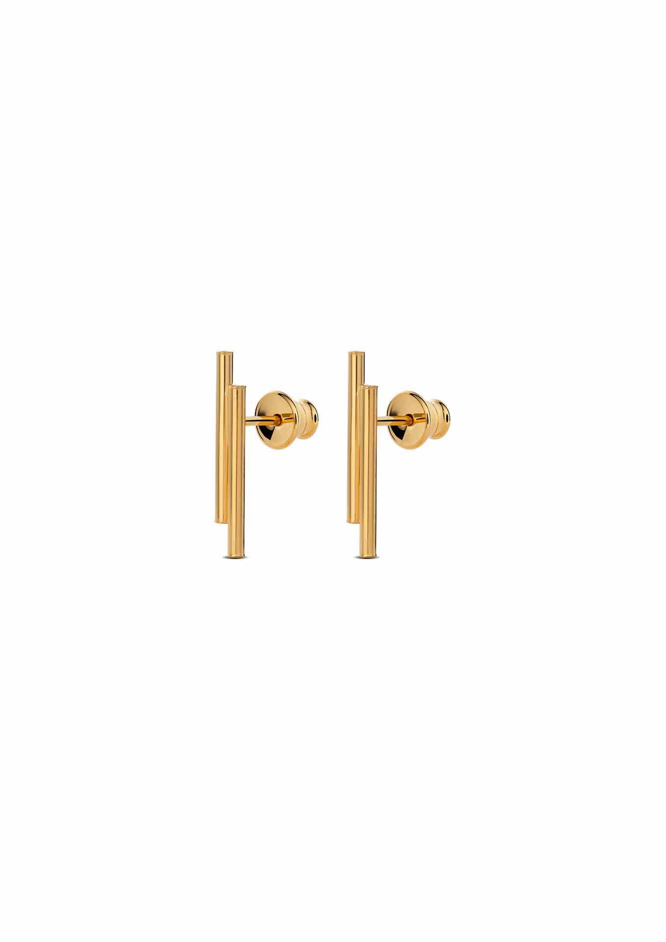 NO MORE accessories Double Pipe Earrings in gold plated sterling silver