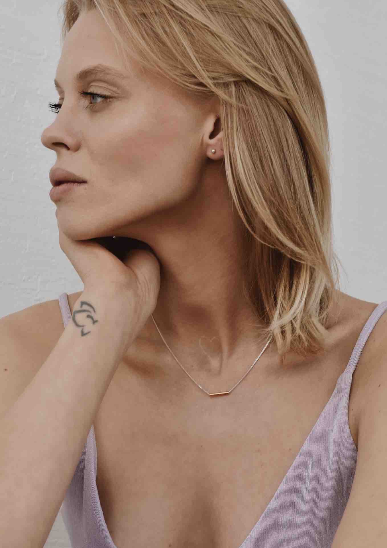 NO MORE accessories Pipe Necklace in sterling silver with gold plated sterling silver pendant