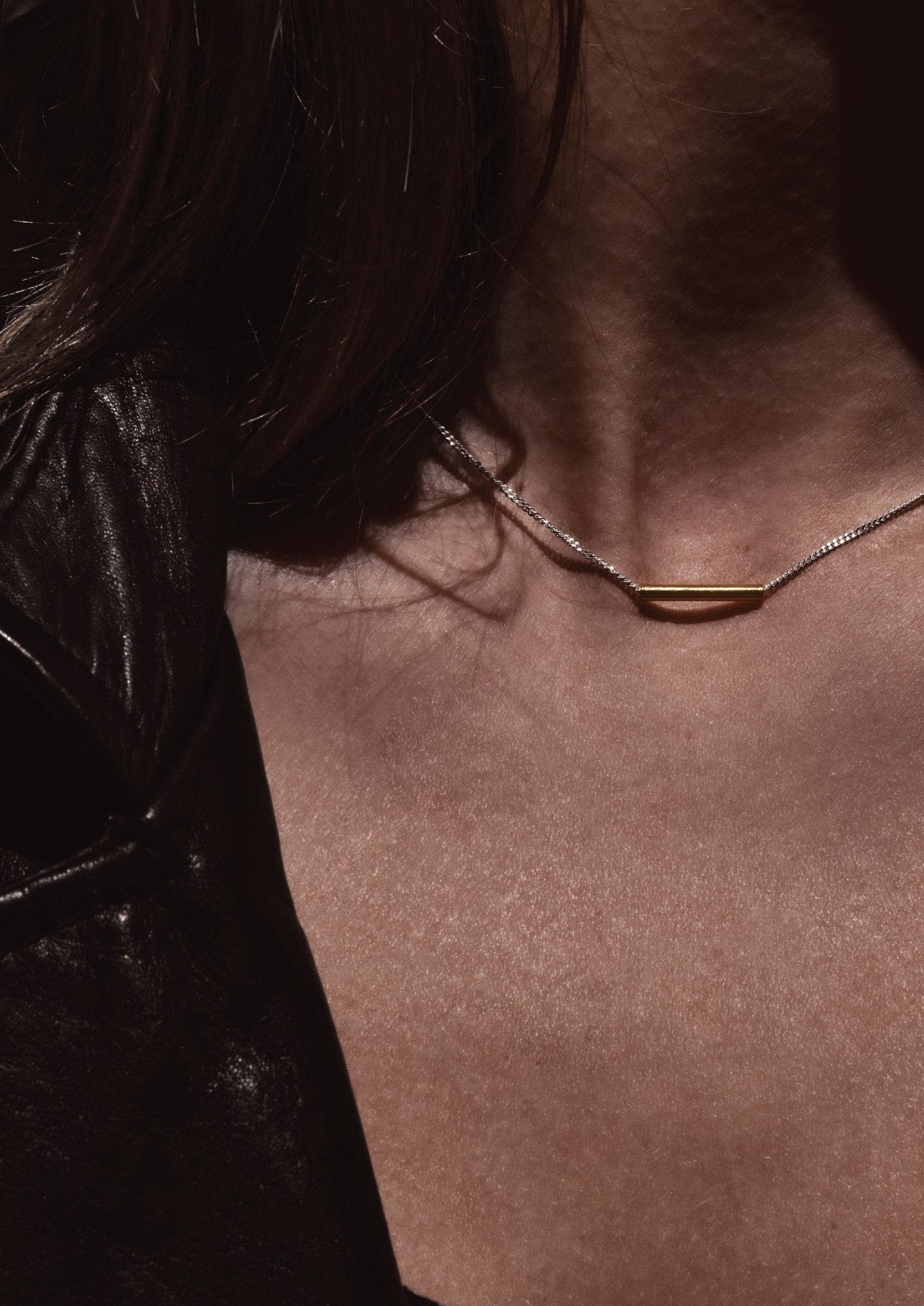 NO MORE accessories Pipe Necklace in sterling silver with gold plated pendant