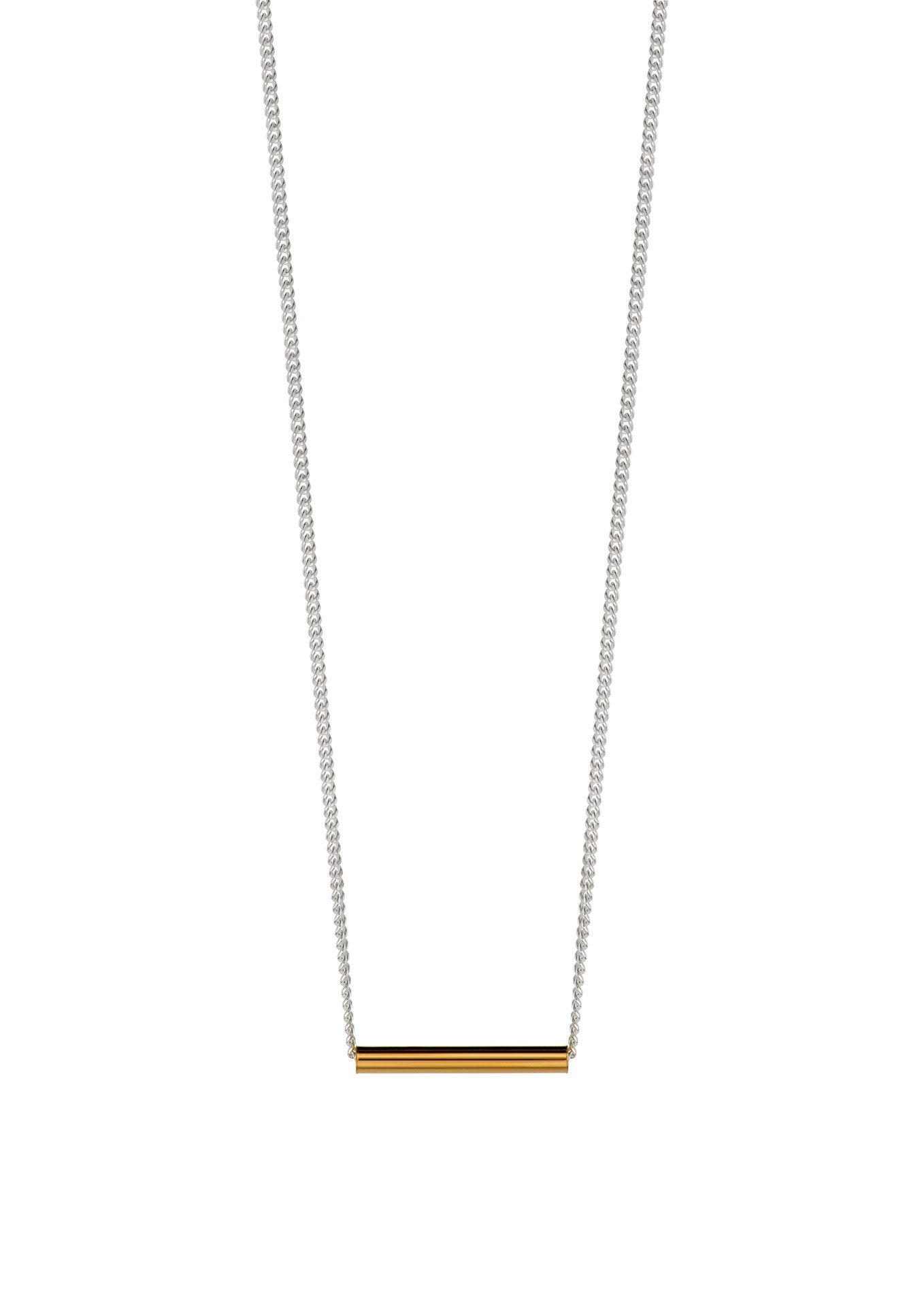 NO MORE accessories Pipe Necklace in sterling silver with gold plated sterling silver pendant