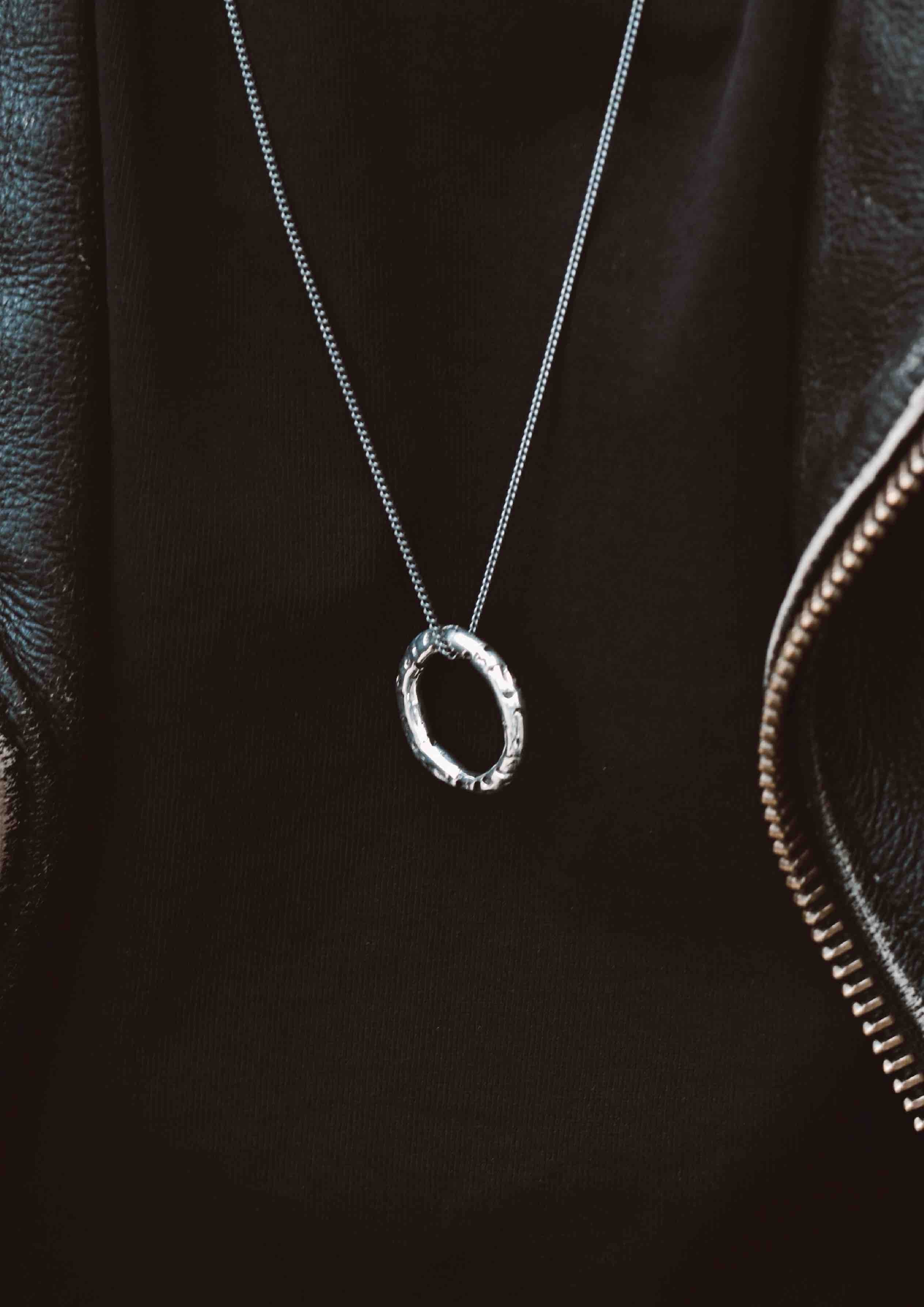 NO MORE accessories Men's Black Hole necklace in oxidised sterling silver