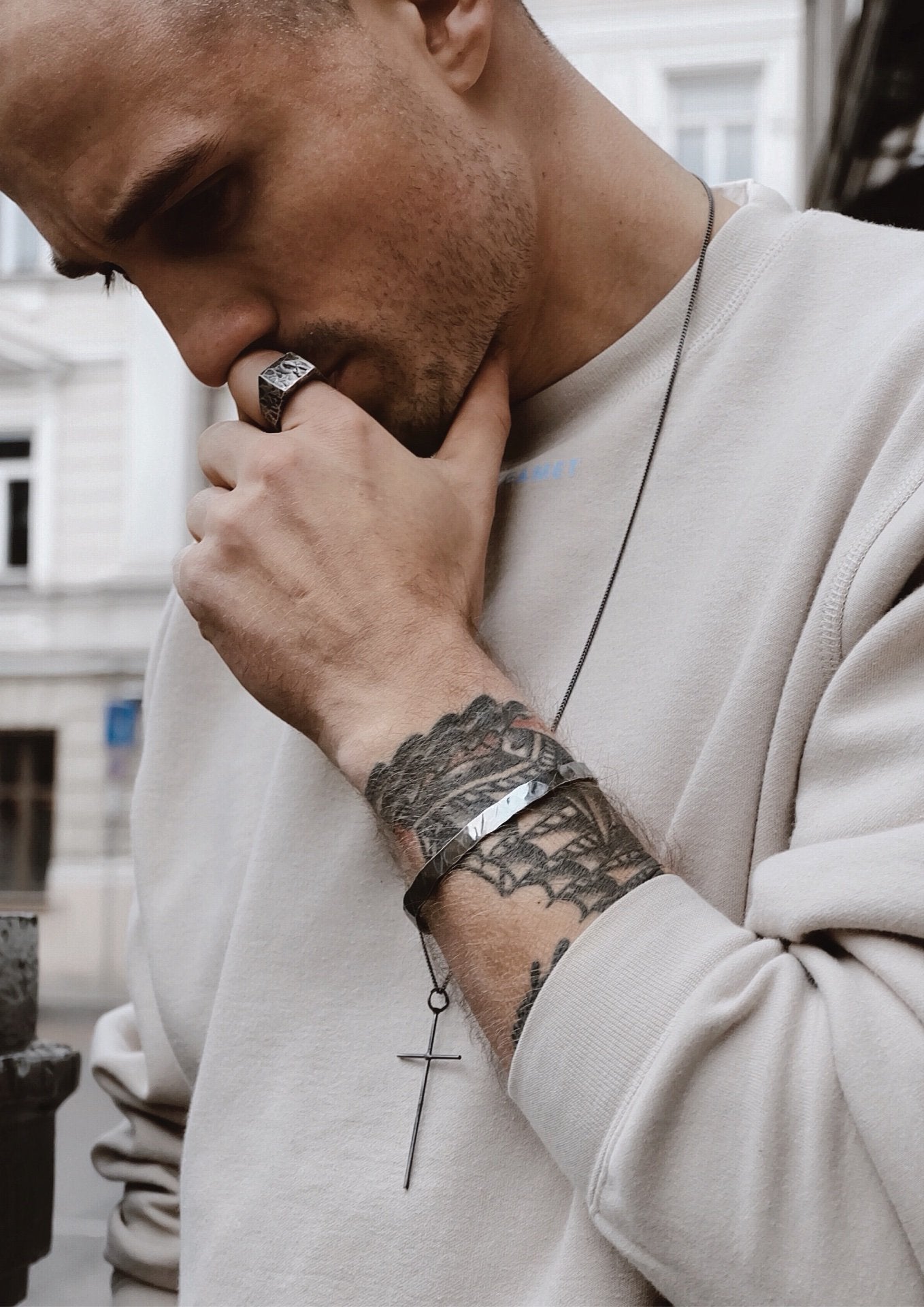NO MORE accessories Men's Rugged Bracelet in oxidized sterling silver
