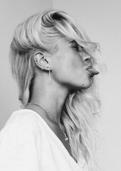 NO MORE accessories Short Bomb Swinger Earrings in sterling silver