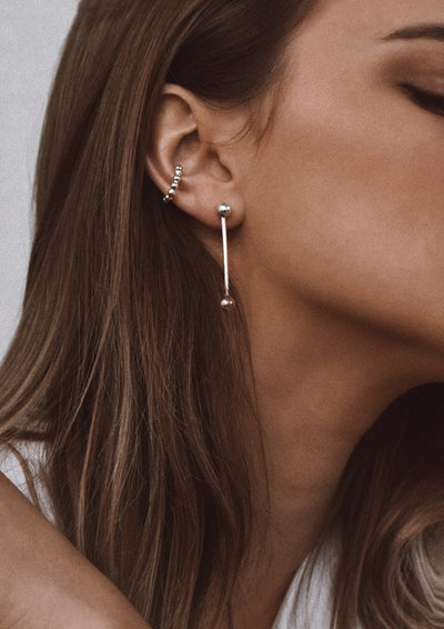 NO MORE accessories Short Bomb Swinger Earrings in sterling silver