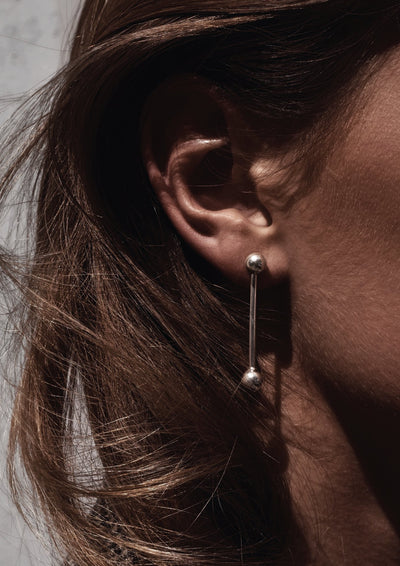 NO MORE accessories Short Bomb Swinger Earrings in sterling silver