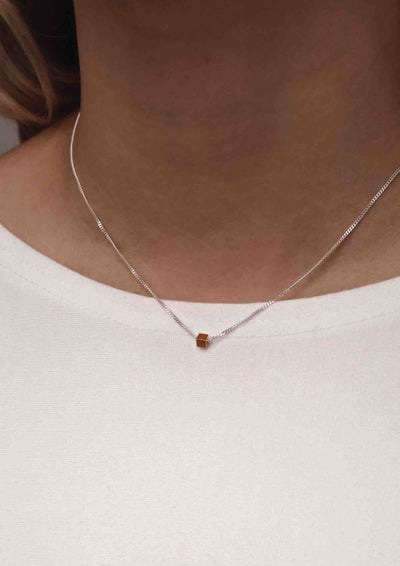 NO MORE accessories Box Necklace, gold plated.