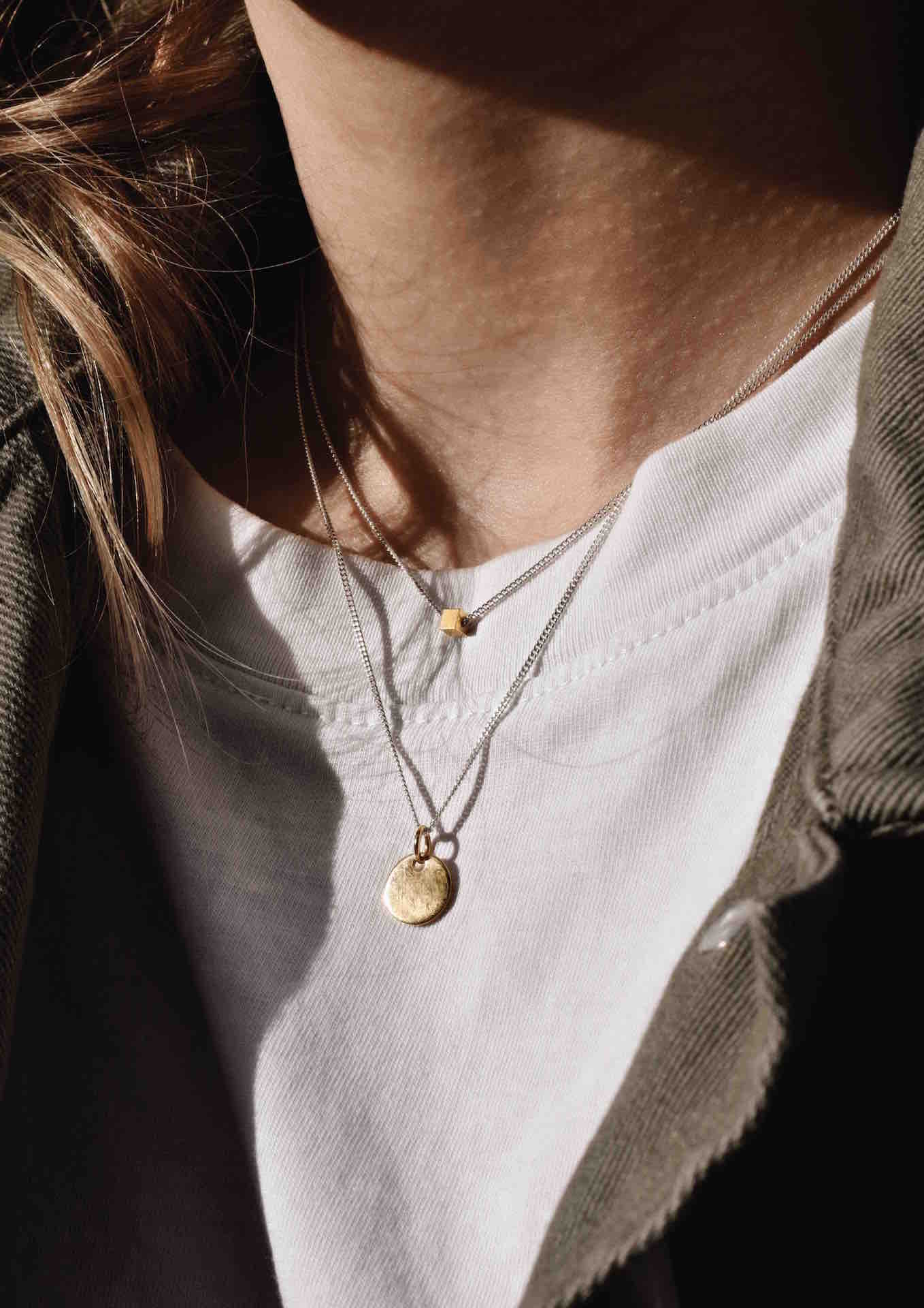 NO MORE accessories Box Necklace, gold plated.