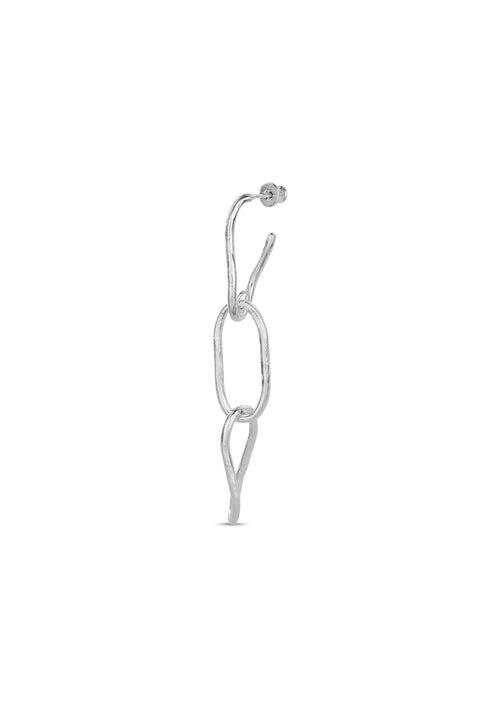 Hammered Chain 3 Links Earring Silver