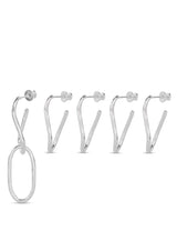 Hammered Chain Link Earrings Set Silver - NO MORE ACCESSORIES